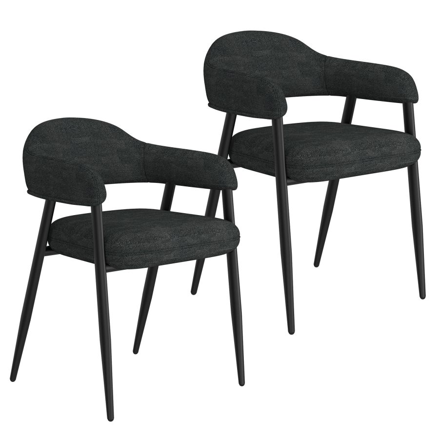 Stark/Archer Ensemble de salle à manger 7 pièces en noir avec chaise anthracite ( Meuble Mtl )