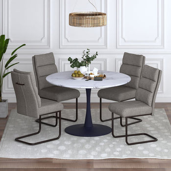 Ensemble de salle à manger Zilo/Brodi 5 pièces avec table noire et chaise anthracite