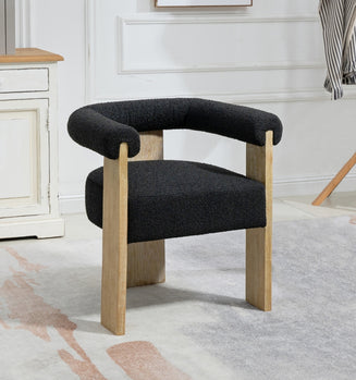 Chaise de salle à manger en tissu Barrel Boucle