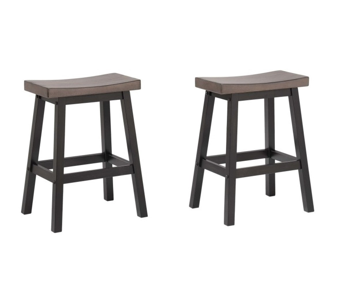 Set de 2 Tabourets de Comptoir Ashanti - Chêne et Gris