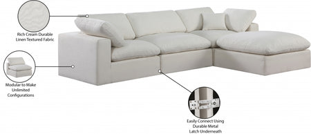 Canapé sectionnel confortable en tissu texturé en lin