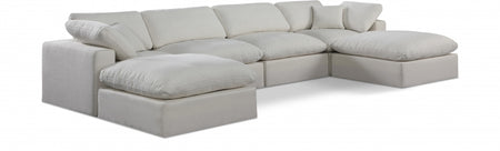Canapé sectionnel confortable en tissu texturé en lin