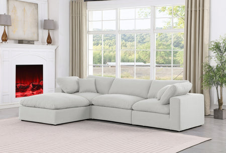 Canapé sectionnel confortable en tissu texturé en lin