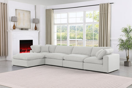 Canapé sectionnel confortable en tissu texturé en lin