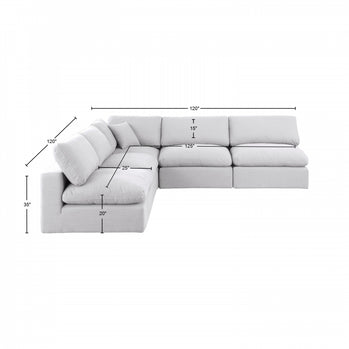 Canapé sectionnel confortable en tissu texturé en lin
