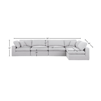 Canapé sectionnel confortable en tissu texturé en lin