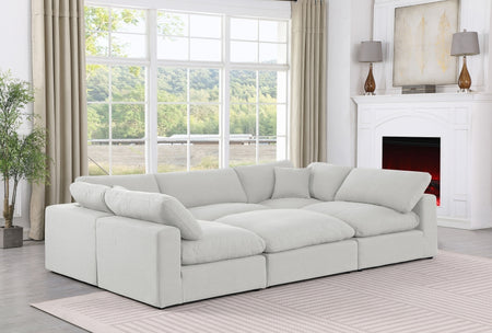 Canapé sectionnel confortable en tissu texturé en lin