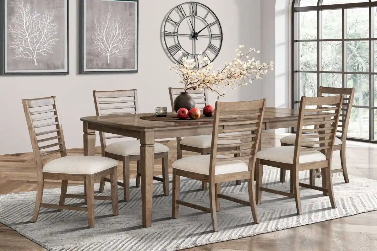 Ensemble à dîner Cosette Noyer | Table extensible en bois massif d'acacia