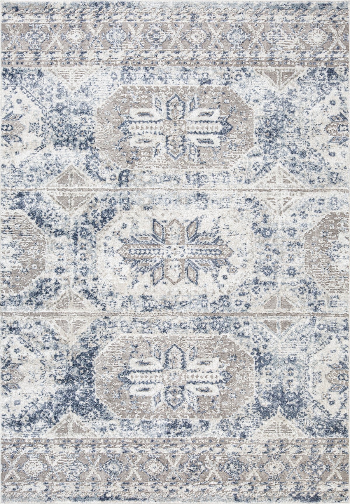 Tapis contemporain Parksdale 7x9 | Bleu et Gris fini utilisé