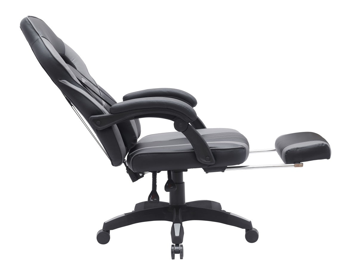 Fauteuil de gaming ergonomique Brassex | Noir/Gris avec support lombaire