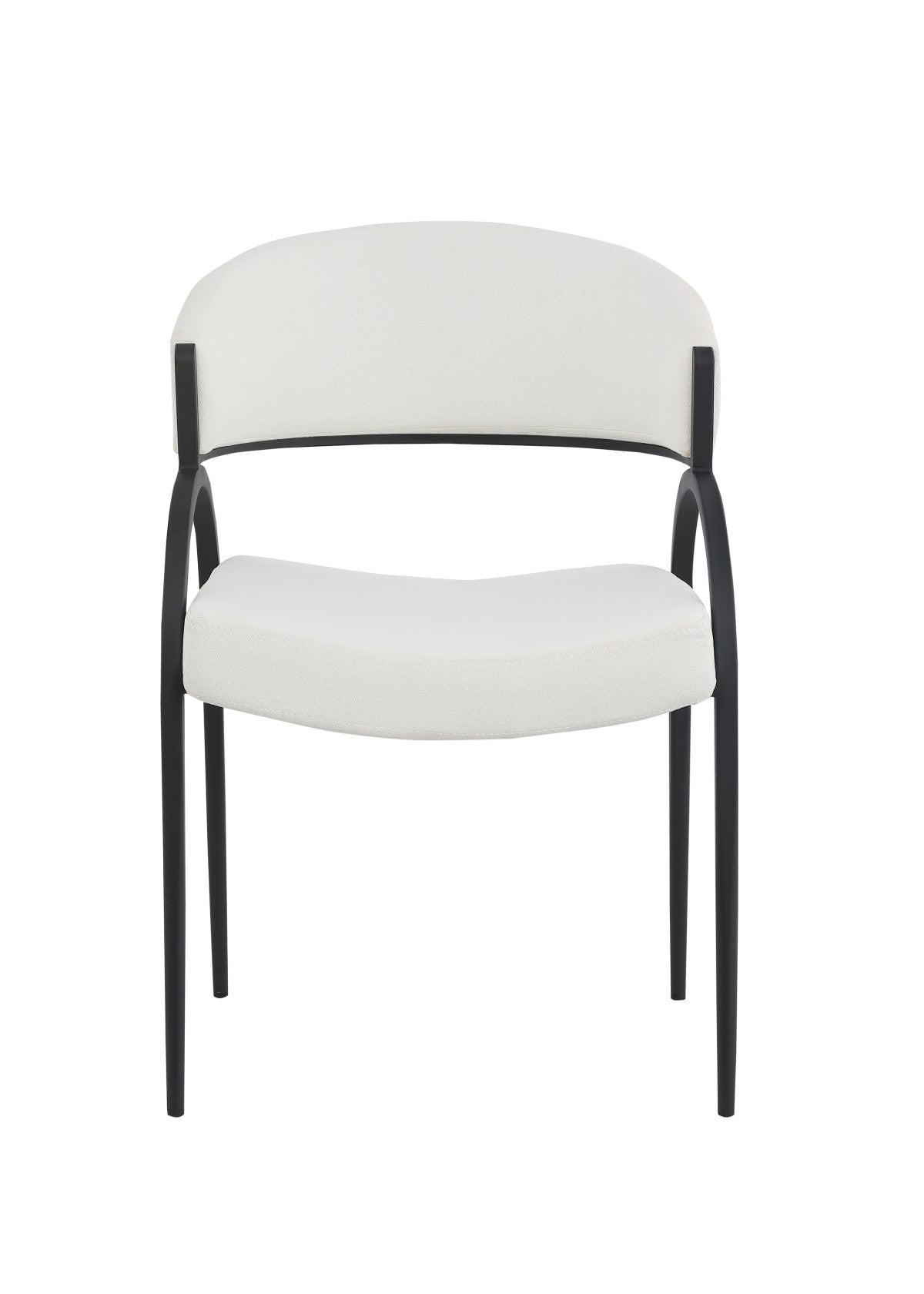 Chaises Alessia en tissu crème | Cadre courbé en fer noir (Duo)