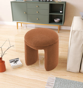 Pouf/tabouret en tissu peluche imitation peau de mouton Bowen