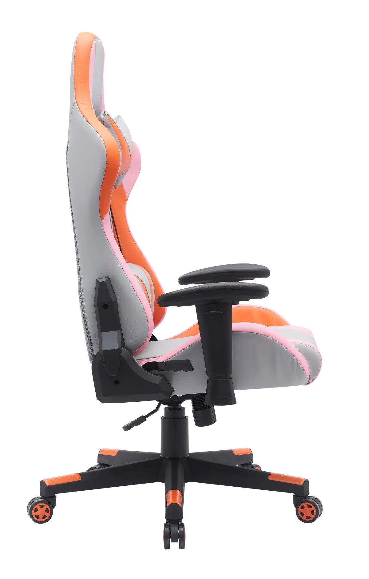 High-Performance Gaming Chair | Grey/Orange with Lumbar Support