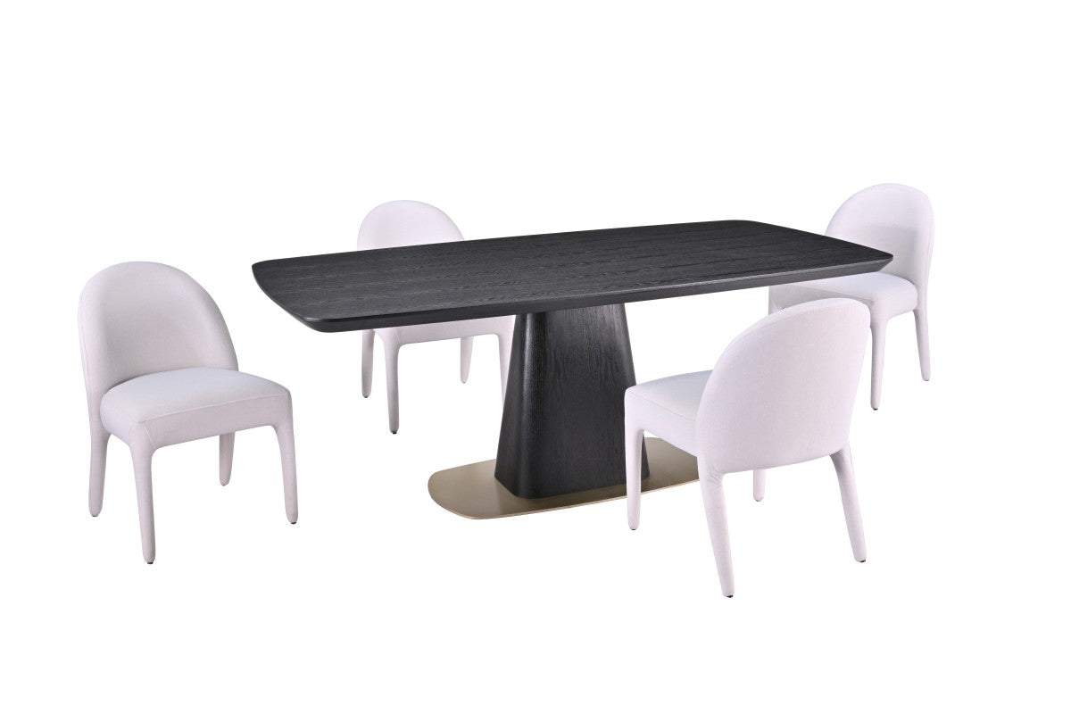 Ryaan Dining Set | Sculptural Pedestal Table & 4 Chairs