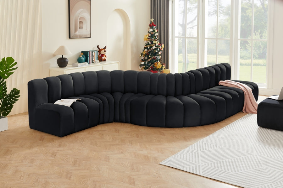 Grand Salon Modulaire Arc 7 Pièces en Velours Incurvé
