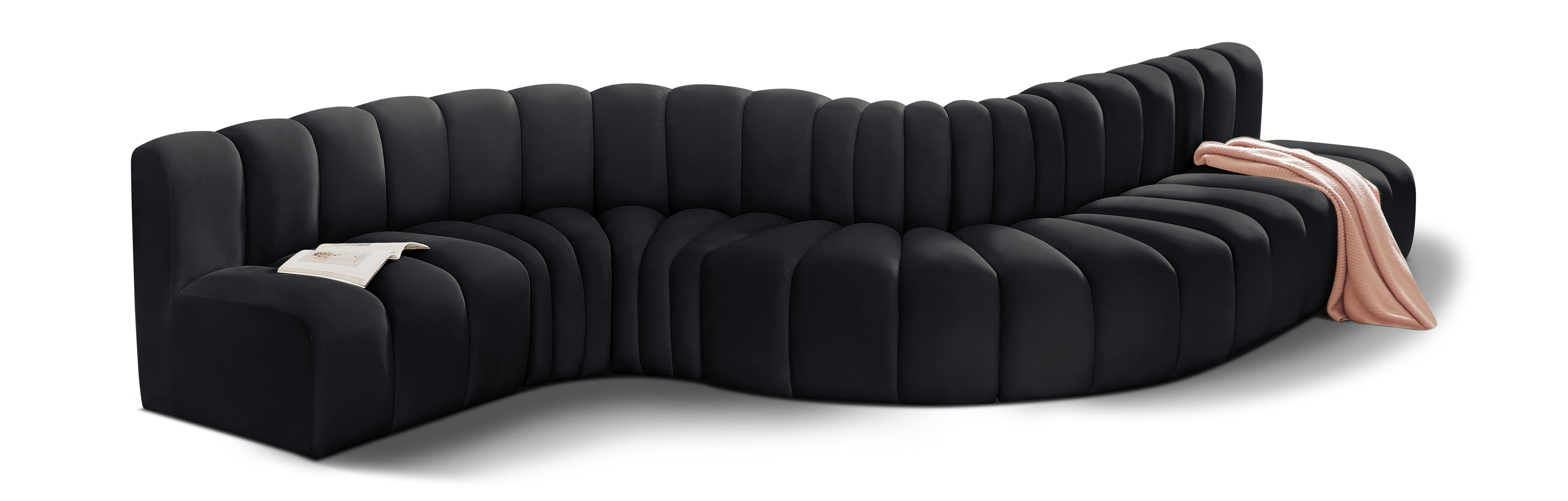 Grand Salon Modulaire Arc 7 Pièces en Velours Incurvé
