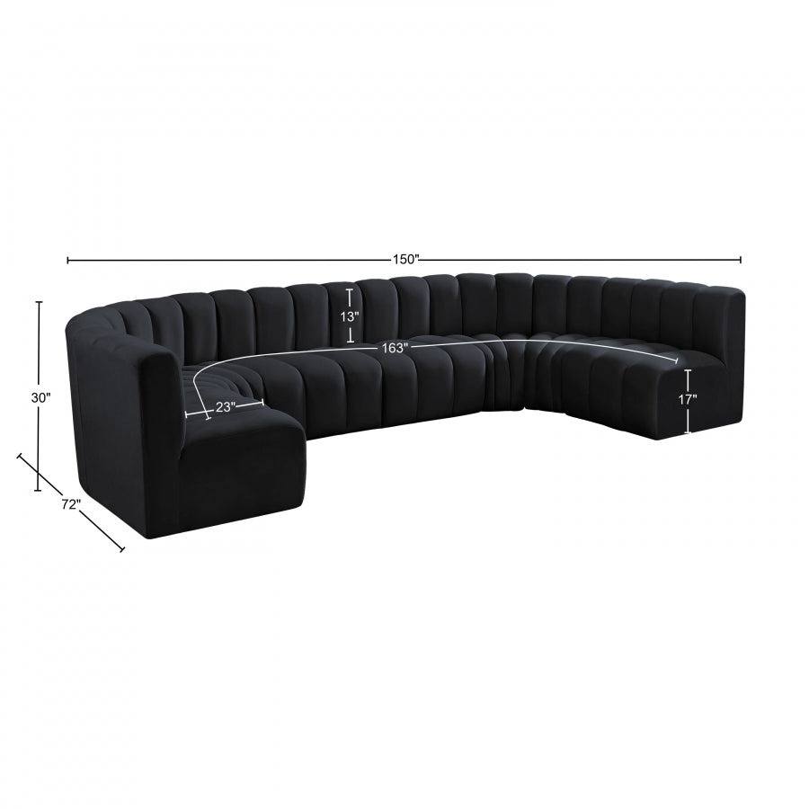 Espace Modulaire Arc 8 Pièces : Sofa en Velours Courbé Deluxe