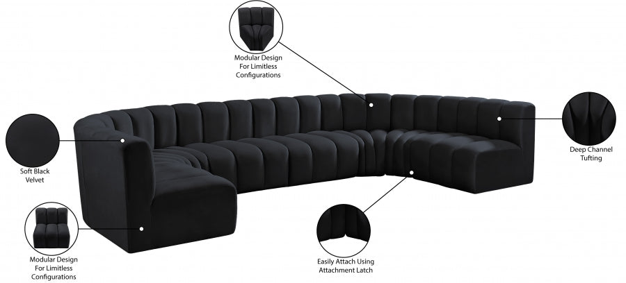 Espace Modulaire Arc 8 Pièces : Sofa en Velours Courbé Deluxe