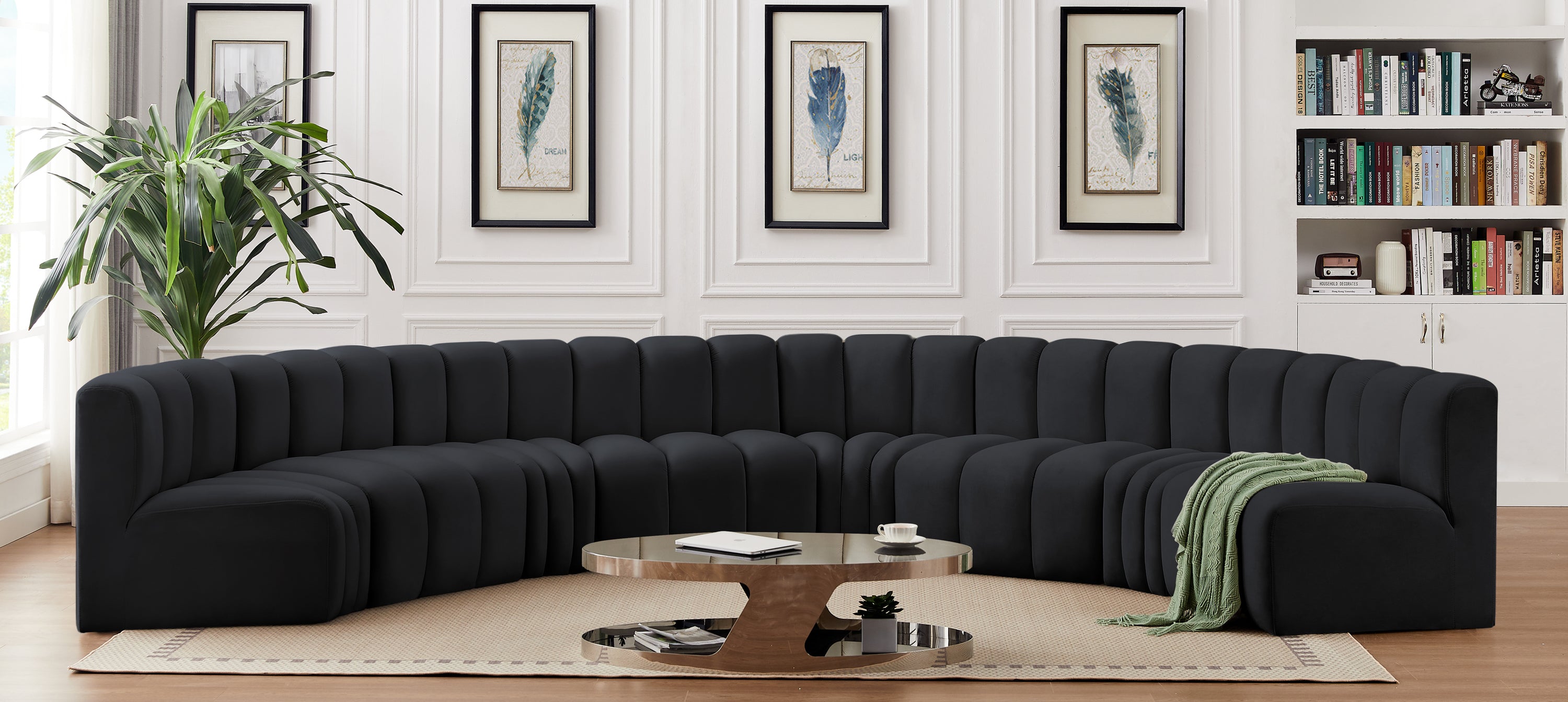 Salon Circulaire Arc 8 Pièces : Sectionnel Modulaire en Velours