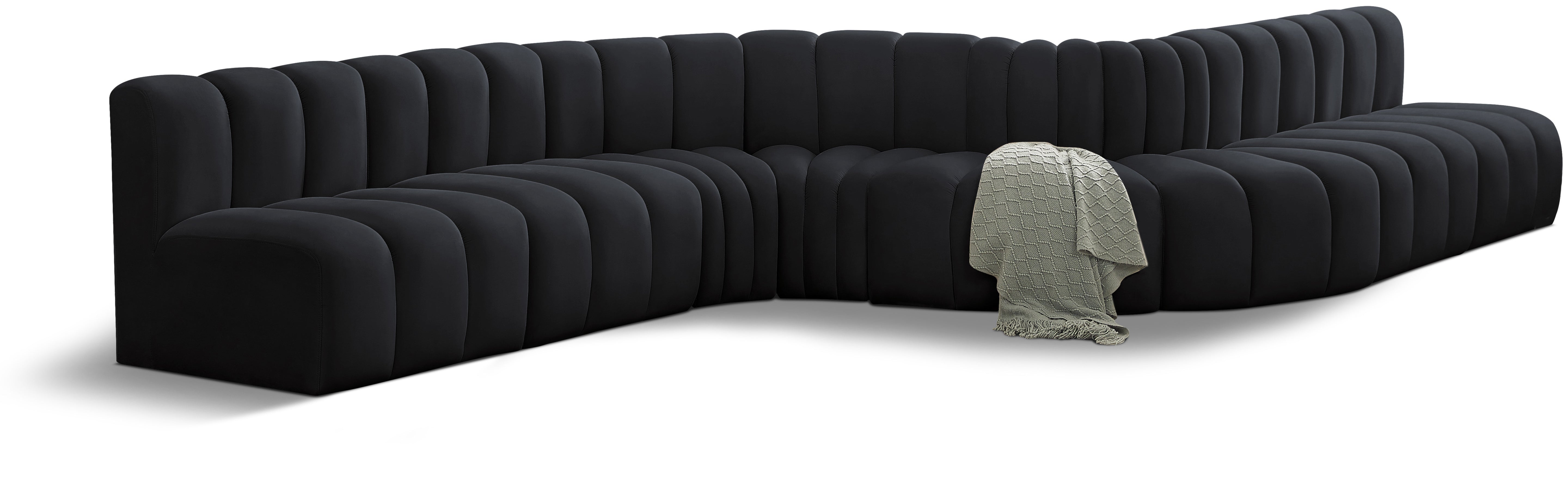 Aménagement Arc 8 Pièces : Sectionnel Modulaire Velours Chic