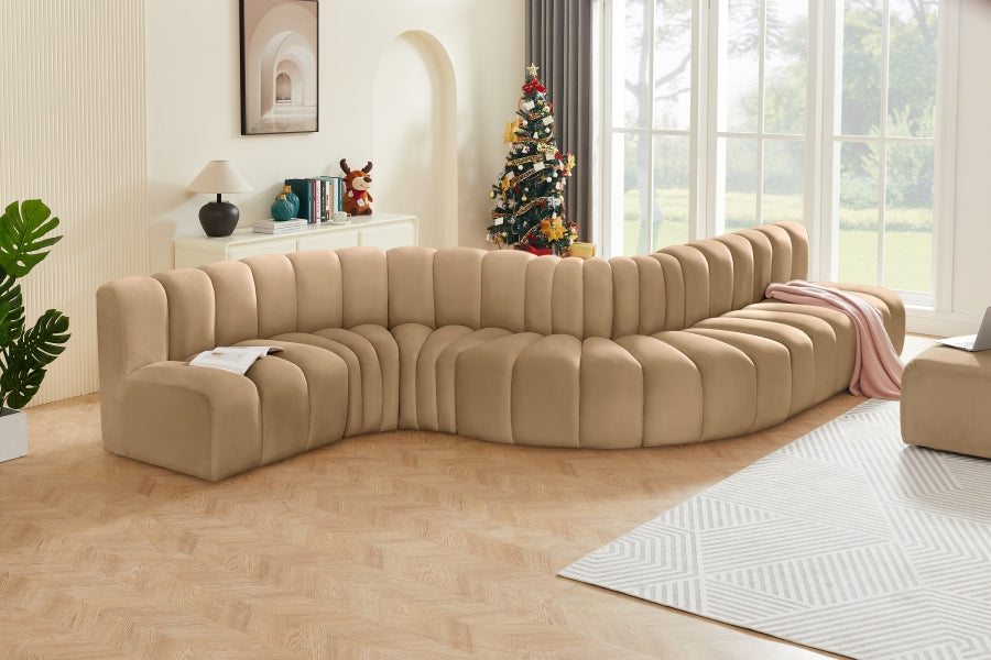 Grand Salon Modulaire Arc 7 Pièces en Velours Incurvé