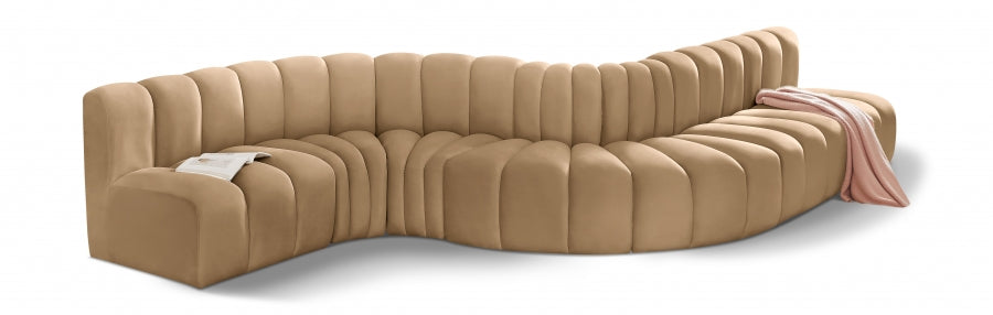 Grand Salon Modulaire Arc 7 Pièces en Velours Incurvé