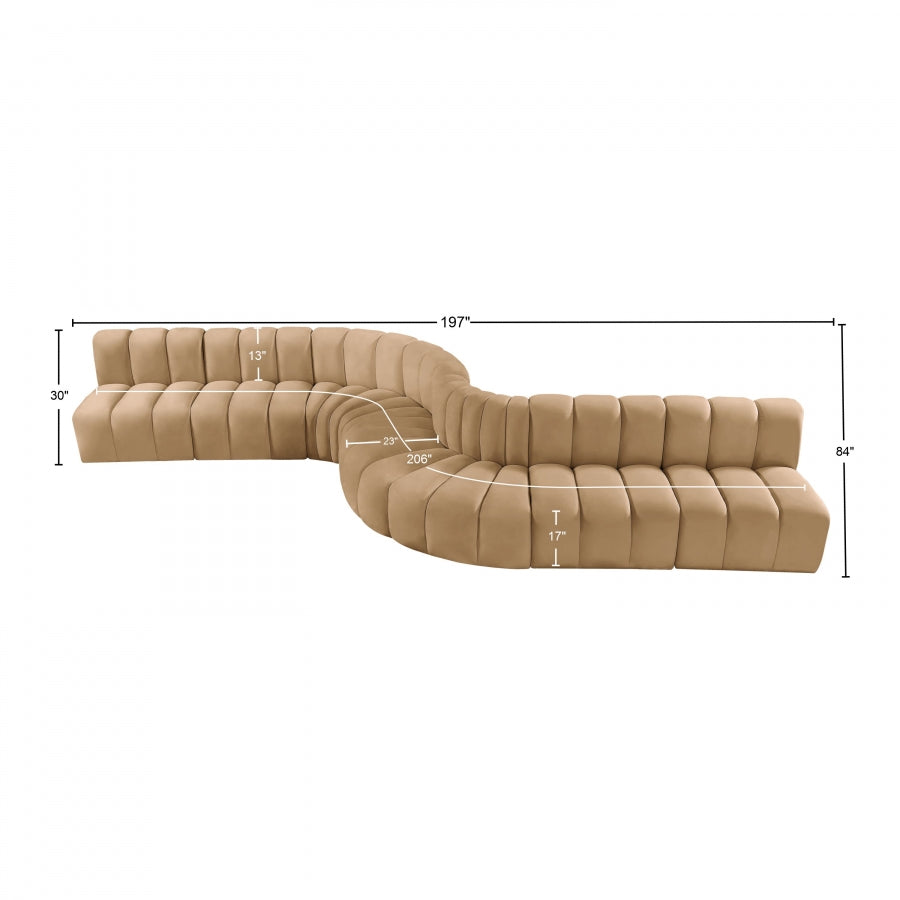 Aménagement Arc 8 Pièces : Sectionnel Modulaire Velours Chic