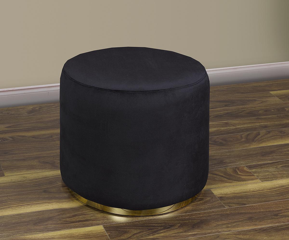 Pouf rond en suède avec base en acier inoxydable doré pour petits espaces ( Meuble Mtl )
