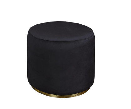 Pouf rond en suède avec base en acier inoxydable doré pour petits espaces ( Meuble Mtl )
