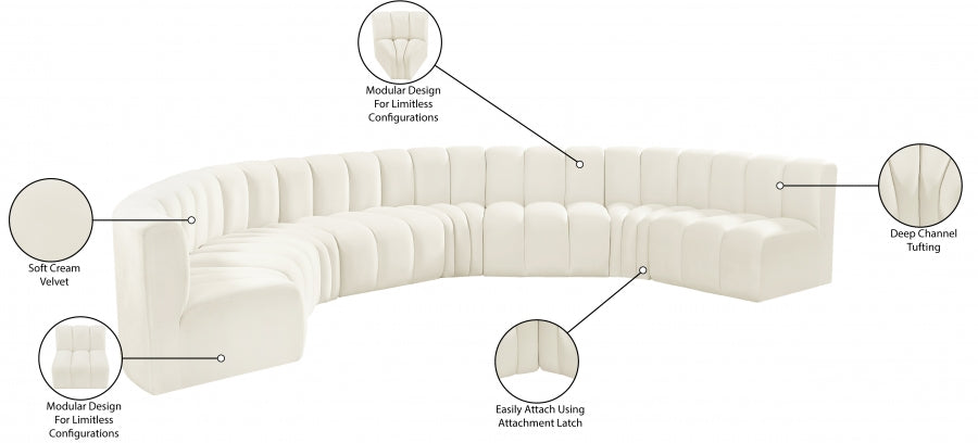 Espace Modulaire Arc 8 Pièces : Sofa en Velours Courbé Deluxe