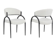 Chaises Alessia en tissu crème | Cadre courbé en fer noir (Duo)