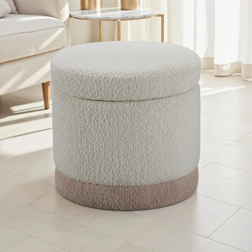 Pouf Cava Barksdale | Texture Bouclée et Coffre Secret