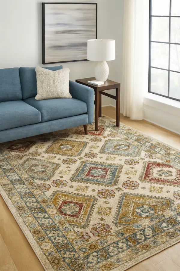 Maisha 8x11 : grand tapis de salon gris et taupe