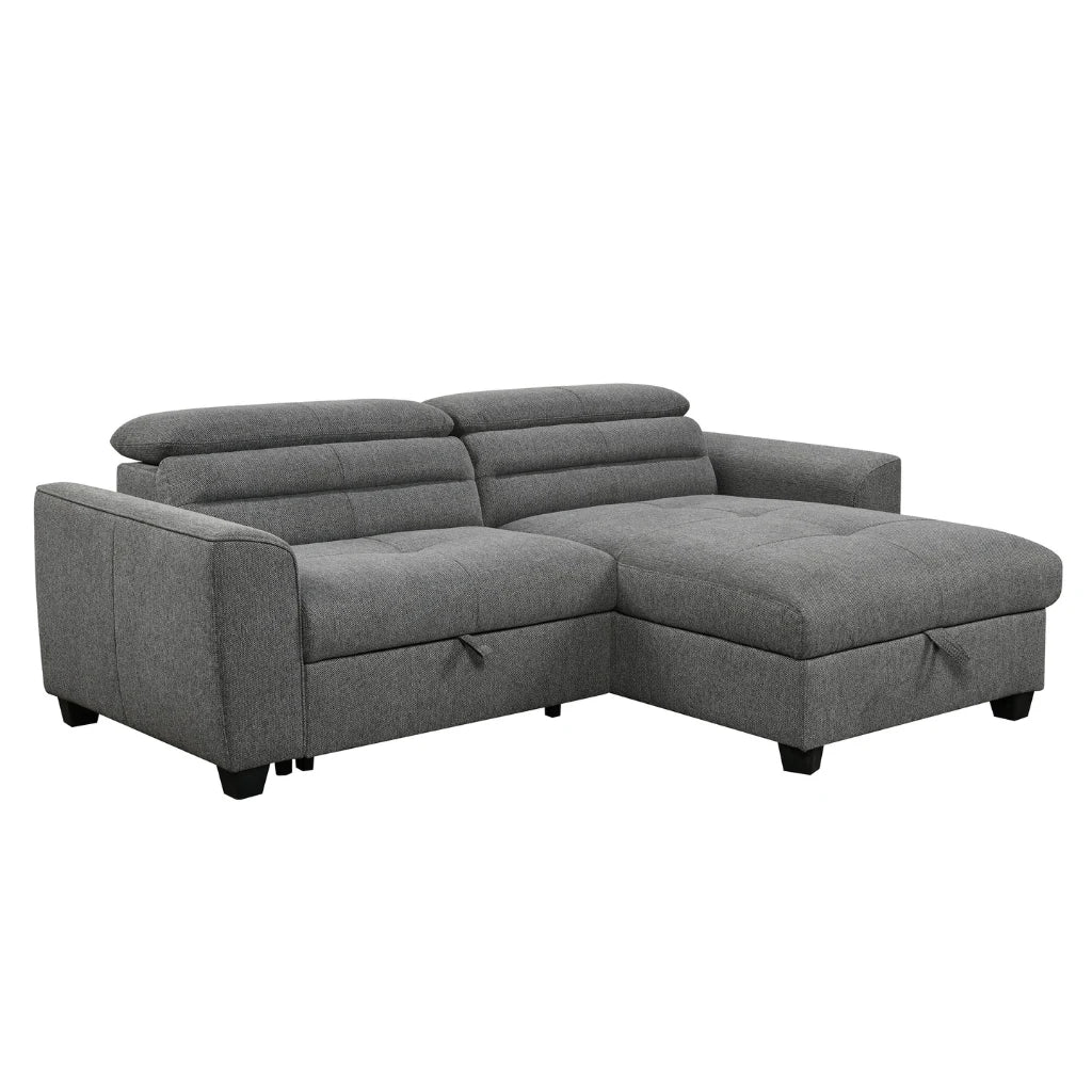Canapé-lit Nesia droit tissu gris