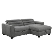 Canapé-lit Nesia droit tissu gris