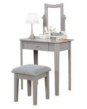 Coiffeuse compacte Cecilia Grise | Design moderne avec tiroir