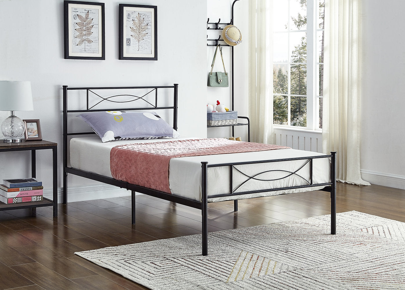 Lit en Métal Noir - Support de Matelas Inclus