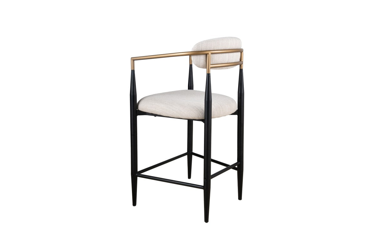 Ensemble de 2 Tabourets de Comptoir Mykos - Tissu Beige