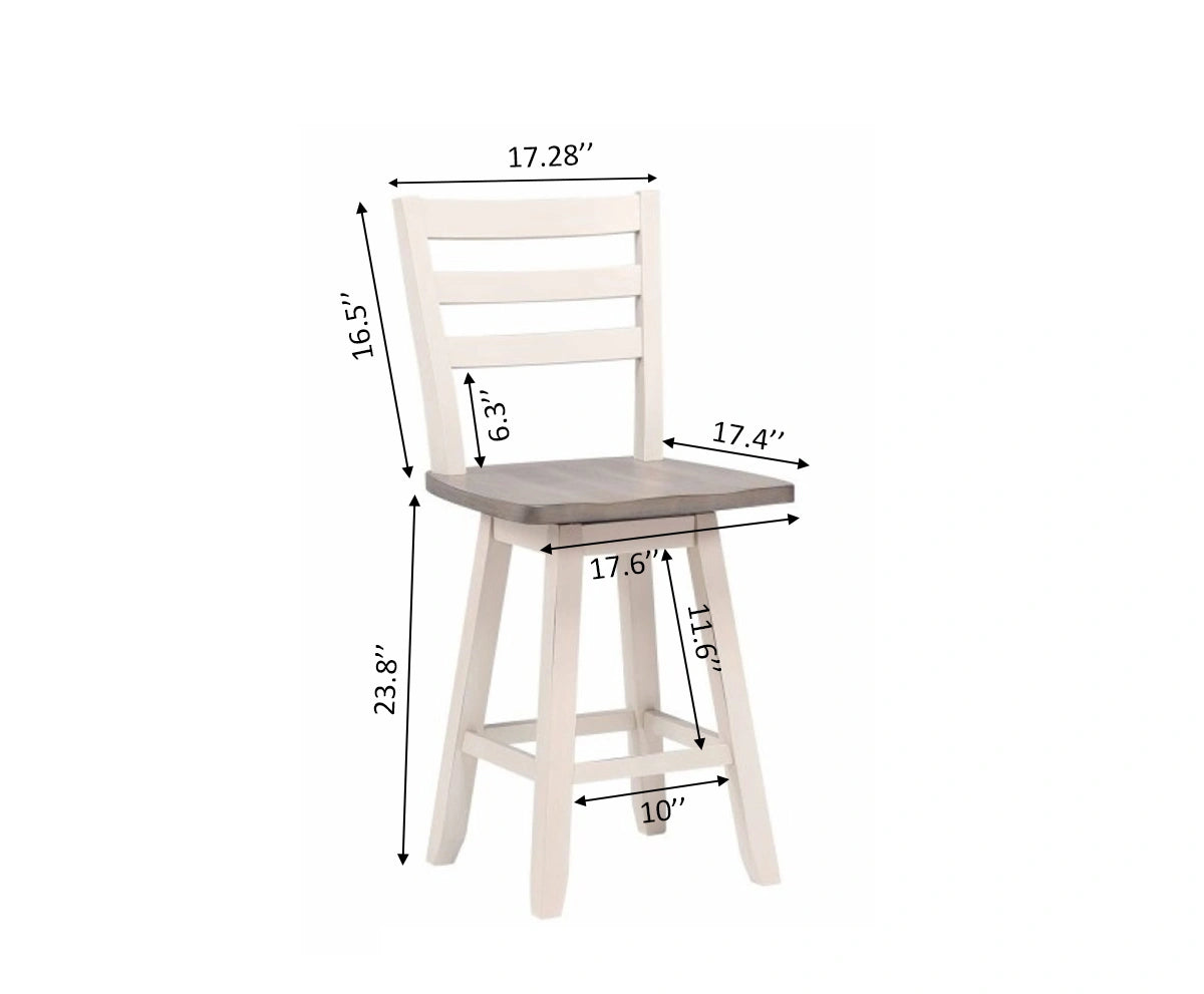Ensemble de 2 Tabourets de Comptoir Artega - Gris et Blanc