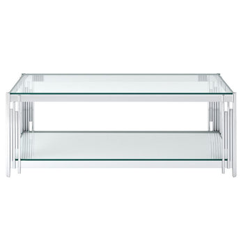 Table basse rectangulaire Estrel en argent ( Meuble Mtl )