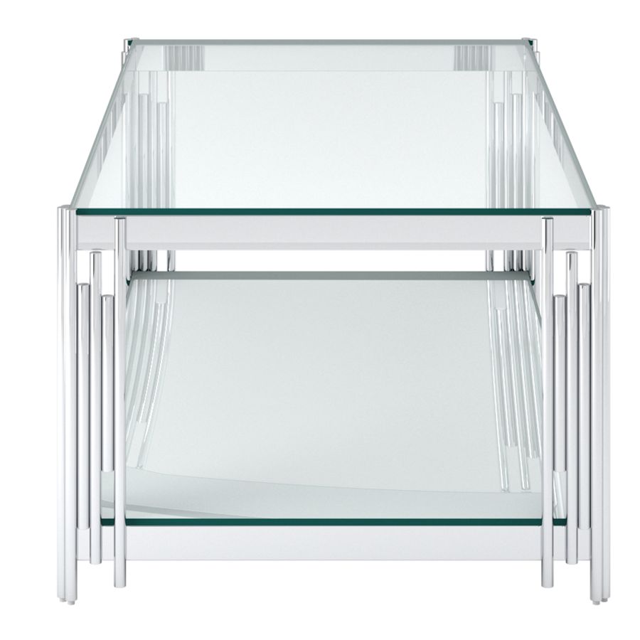 Table basse rectangulaire Estrel en argent ( Meuble Mtl )