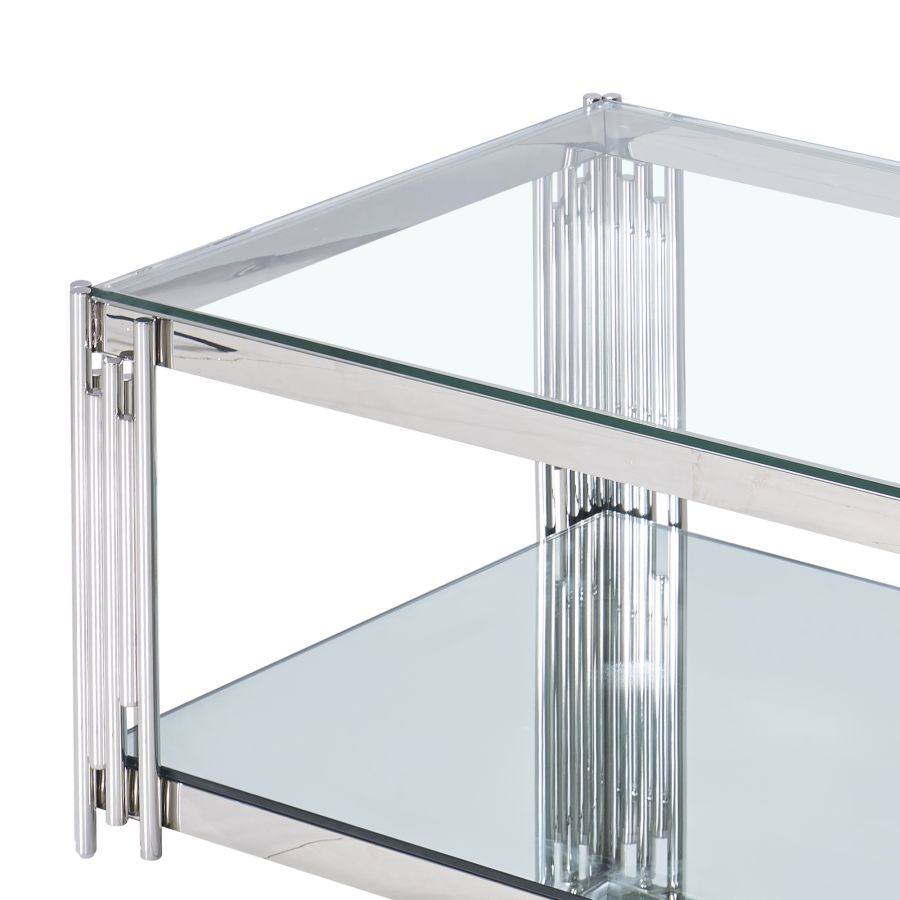 Table basse rectangulaire Estrel en argent ( Meuble Mtl )