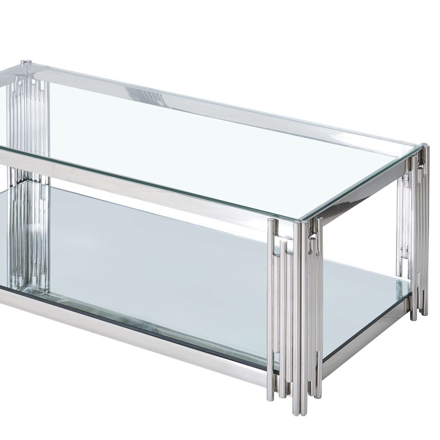 Table basse rectangulaire Estrel en argent ( Meuble Mtl )
