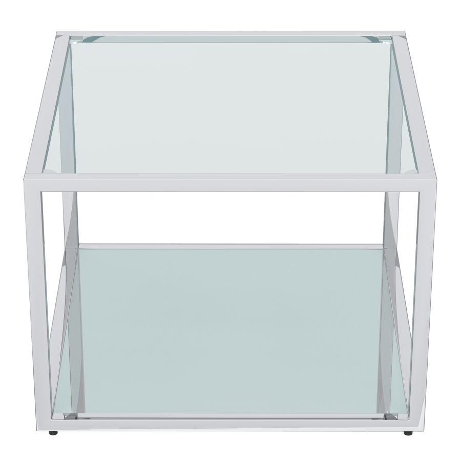 Petite table basse carrée Casini en argent ( Meuble Mtl )