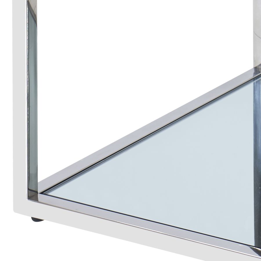 Petite table basse carrée Casini en argent ( Meuble Mtl )