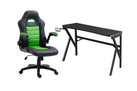 ENSEMBLE BUREAU ET CHAISE GAMING, VERT/NOIR ( Meuble Mtl )