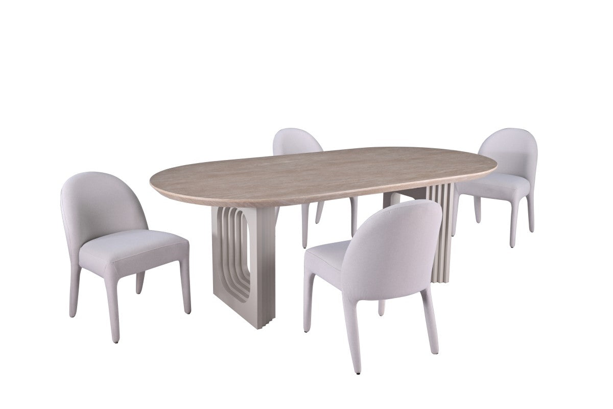 Dafne Dining Set | Sculptural Pedestal Table and 4 Chairs