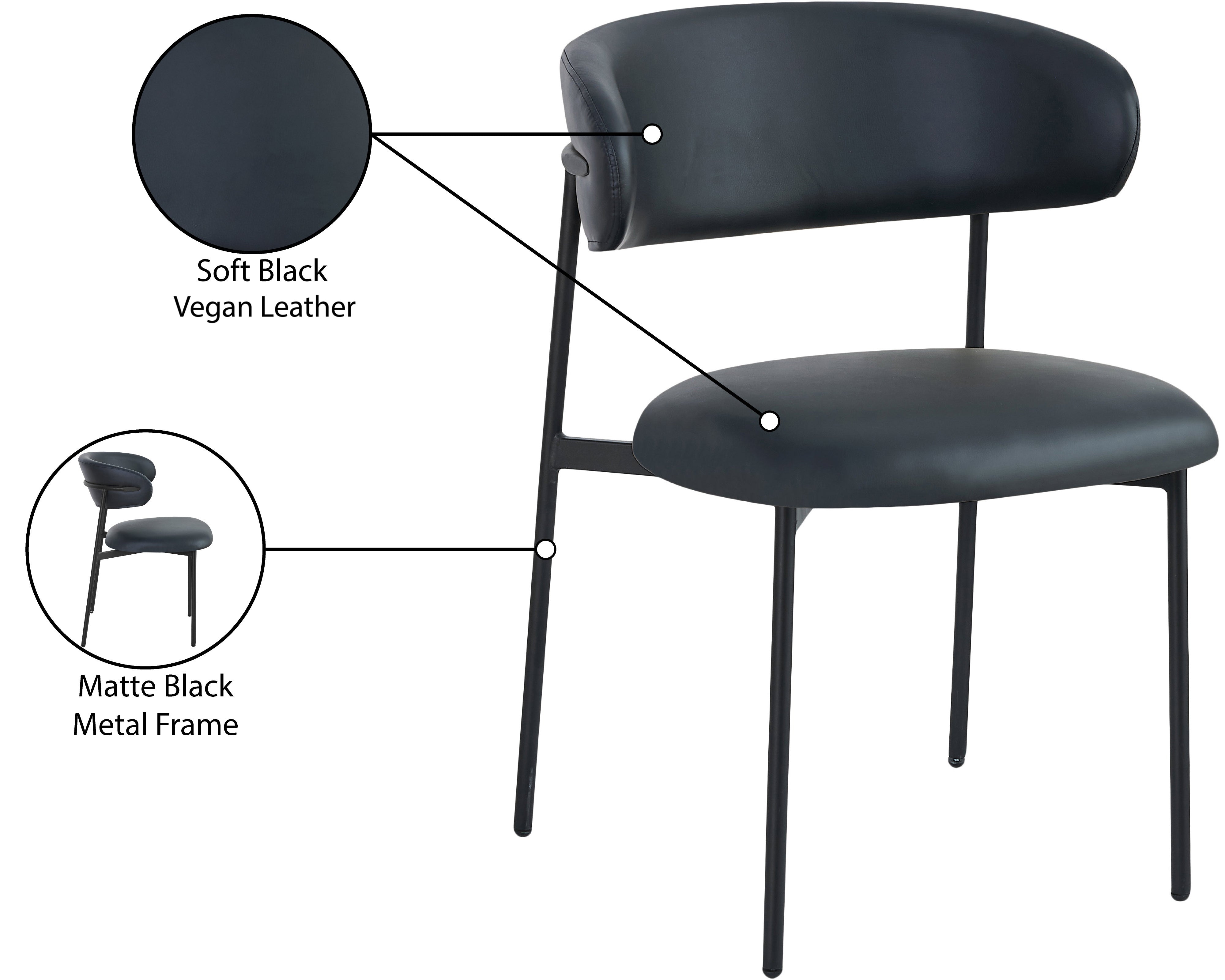 Chaise de salle à manger en cuir végétalien Lupita
