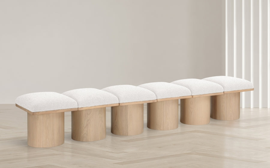 Banc Art Déco Pavilion 6pc en Bouclé et Chêne Naturel