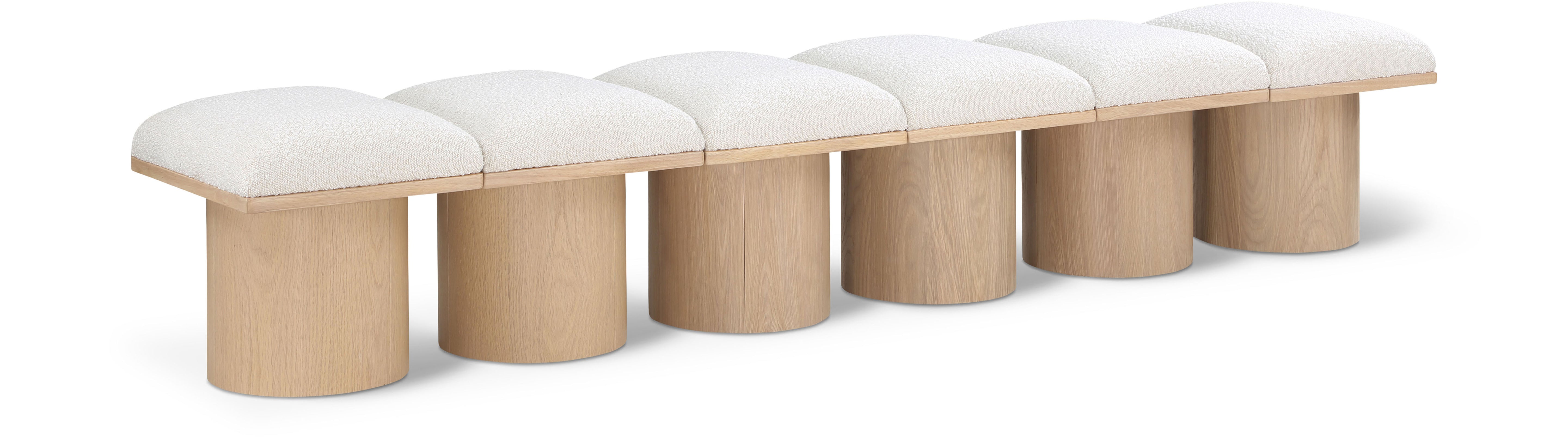 Banc Art Déco Pavilion 6pc en Bouclé et Chêne Naturel